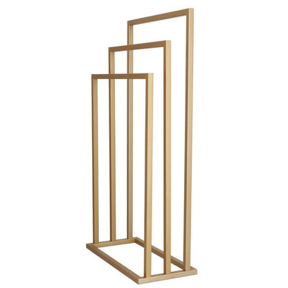 Springos gulvstående badeværelses håndklædeholder i metal med tre arme, 86 cm, mat-guld, 1 stk.