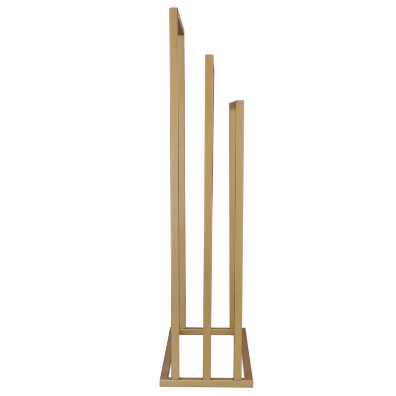 Springos gulvstående badeværelses håndklædeholder i metal med tre arme, 86 cm, mat-guld, 1 stk.