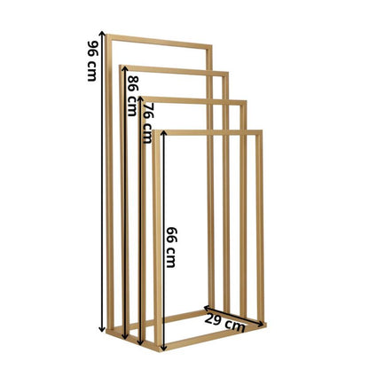 Springos gulvstående håndklædeholder 96 cm metal 4-armet mat-guld 1 stk.