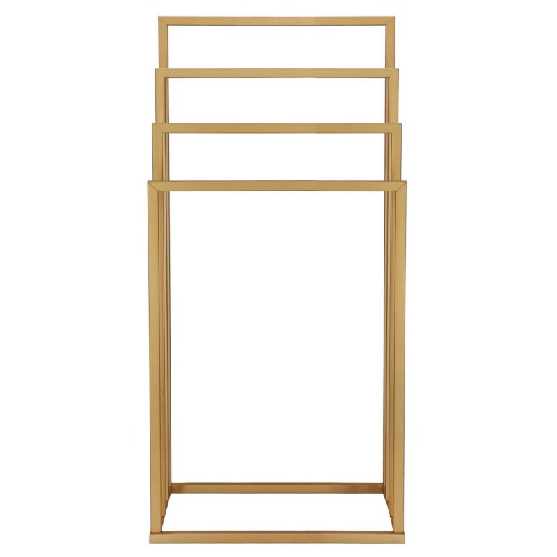 Springos gulvstående håndklædeholder 96 cm metal 4-armet mat-guld 1 stk.