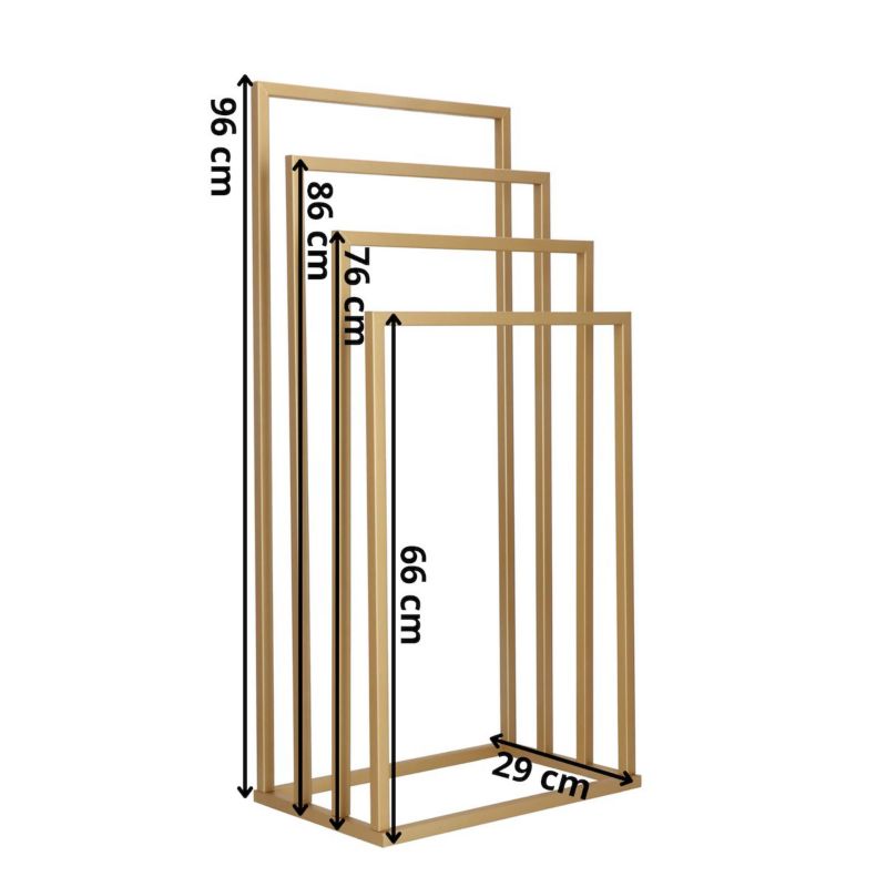 Springos gulvstående håndklædeholder 96 cm metal 4-armet mat-guld 1 stk.