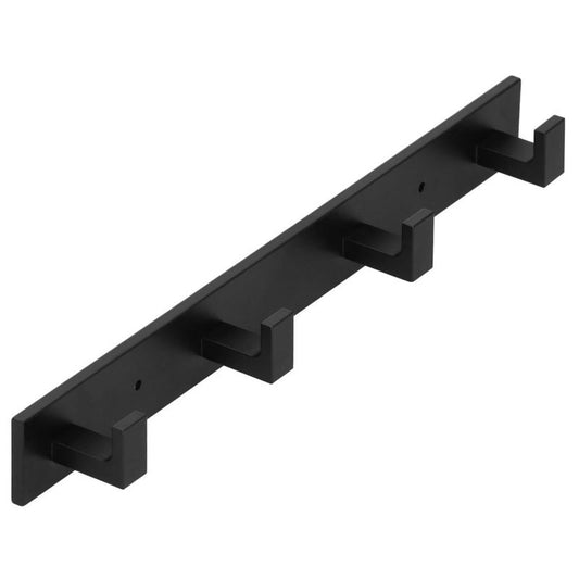 Springos badeværelsesbøjle til tøj 35,5 cm aluminiumsramme med håndklædekroge mat-sort 1 stk.