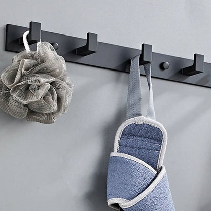 Springos badeværelsesbøjle til tøj 35,5 cm aluminiumsramme med håndklædekroge mat-sort 1 stk.