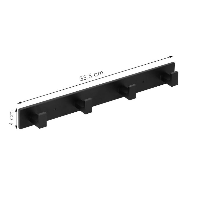 Springos badeværelsesbøjle til tøj 35,5 cm aluminiumsramme med håndklædekroge mat-sort 1 stk.