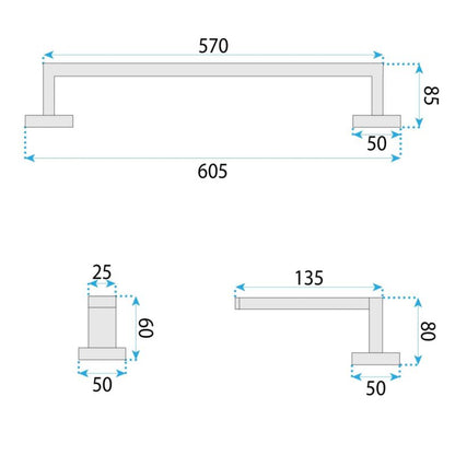 Håndklædeholder RIO 57x8,5x5 cm Børstet Guld | 5906366016547