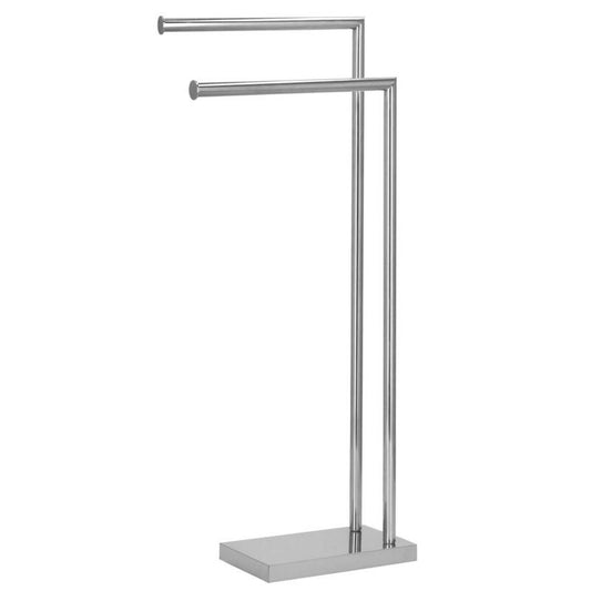 Springos gulvstående håndklædeholder med 2 arme, 80 cm, sølv, 1 stk.