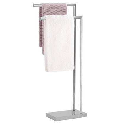 Springos gulvstående håndklædeholder med 2 arme, 80 cm, sølv, 1 stk.