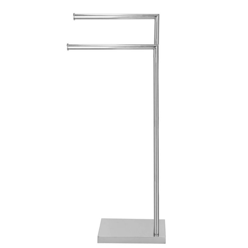 Springos gulvstående håndklædeholder med 2 arme, 80 cm, sølv, 1 stk.