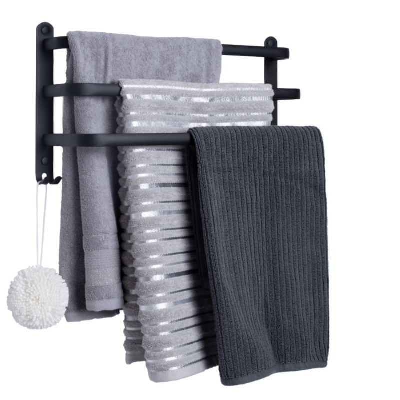 Væghængt Håndklædeholder Aluminium Mat Sort 3 Arme 26 cm