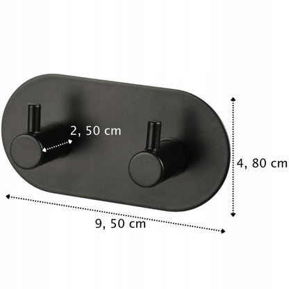 Dobbelt Håndklædekrog Selvklæbende Sort Stål 9,5x4,8x2,5 cm