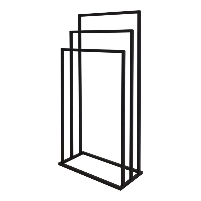 Stående Håndklædestativ 3-Arms Sort Stål 86 cm