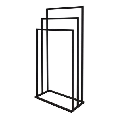 Stående Håndklædestativ 3-Arms Sort Stål 86 cm
