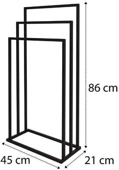 Stående Håndklædestativ 3-Arms Sort Stål 86 cm