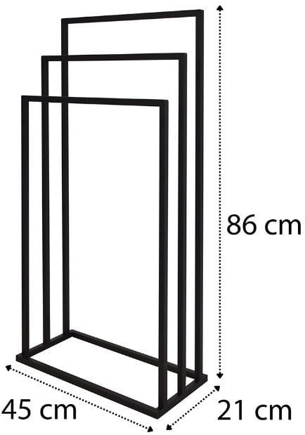Stående Håndklædestativ 3-Arms Sort Stål 86 cm