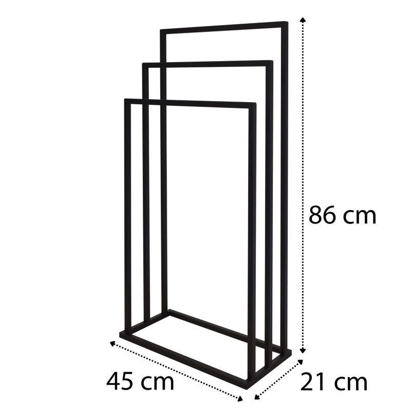 Stående Håndklædestativ 3-Arms Sort Stål 86 cm