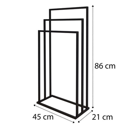 Stående Håndklædestativ 3-Arms Sort Stål 86 cm