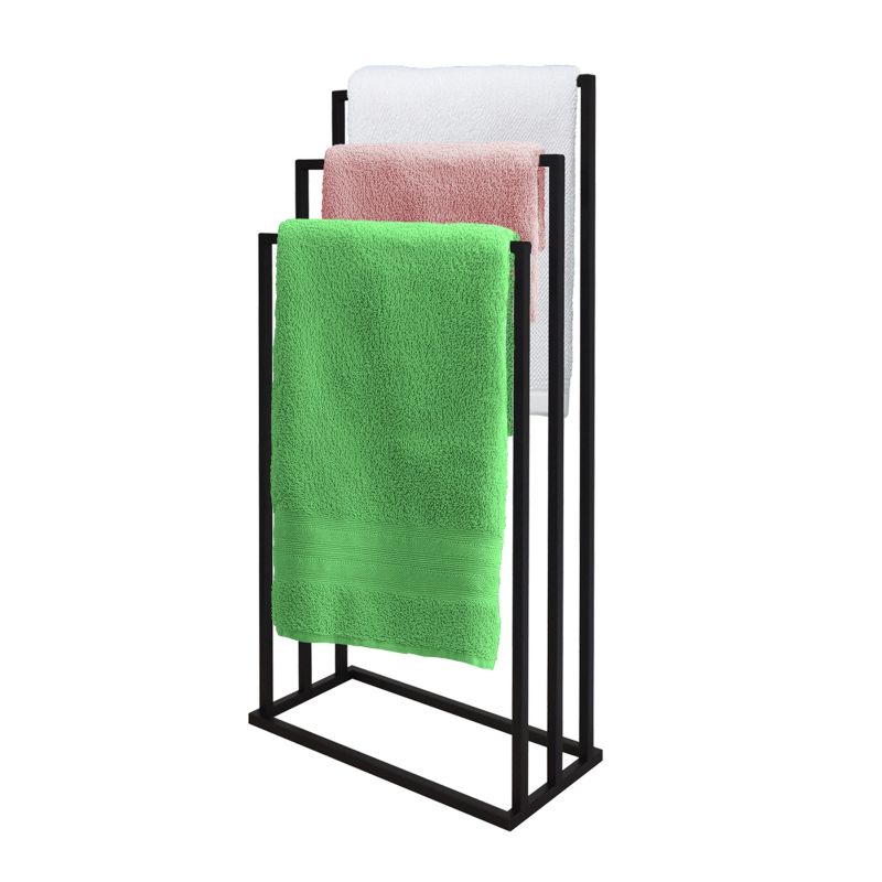 Stående Håndklædestativ 3-Arms Sort Stål 86 cm