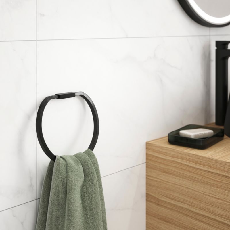 GoodHome Elland oval håndklædeholder 60 cm mat-sort