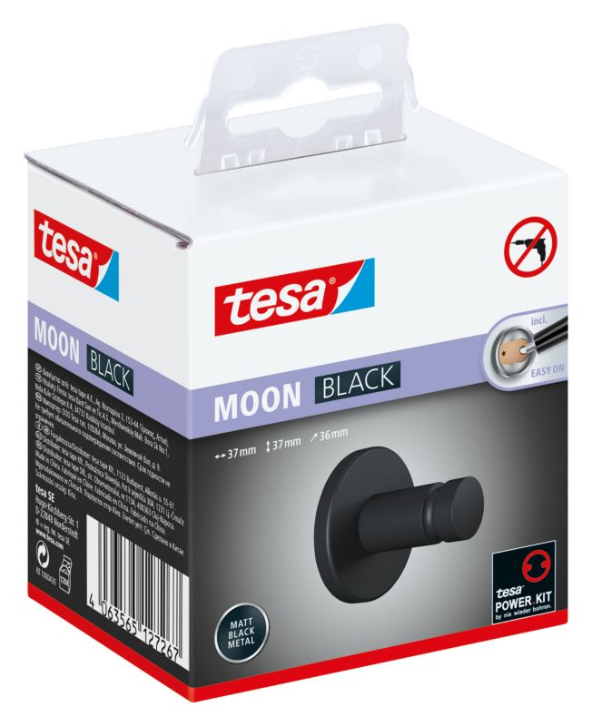Tesa Moon håndklædeholder i mat sort uden boring