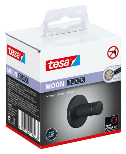 Tesa Moon håndklædeholder i mat sort uden boring