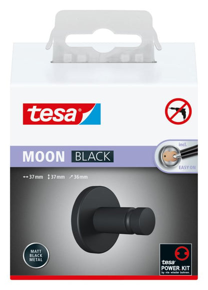 Tesa Moon håndklædeholder i mat sort uden boring