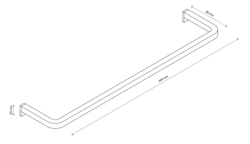 Håndklædestang Elland 60 cm Sort Stål