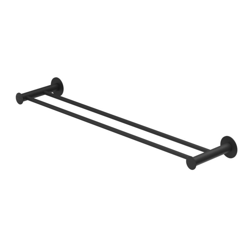 Dobbelt Håndklædeholder 60 cm Sort Rustfrit Stål