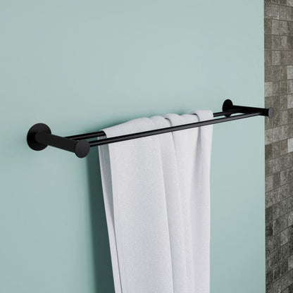 Dobbelt Håndklædeholder 60 cm Sort Rustfrit Stål