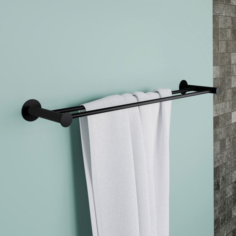 Dobbelt Håndklædeholder 60 cm Sort Rustfrit Stål
