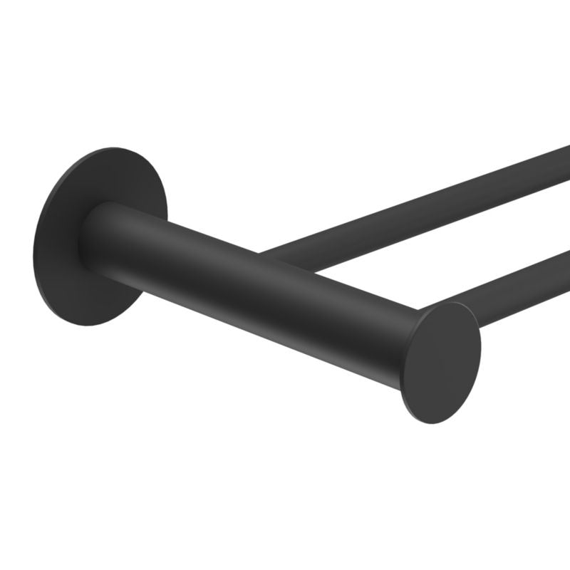 Dobbelt Håndklædeholder 60 cm Sort Rustfrit Stål