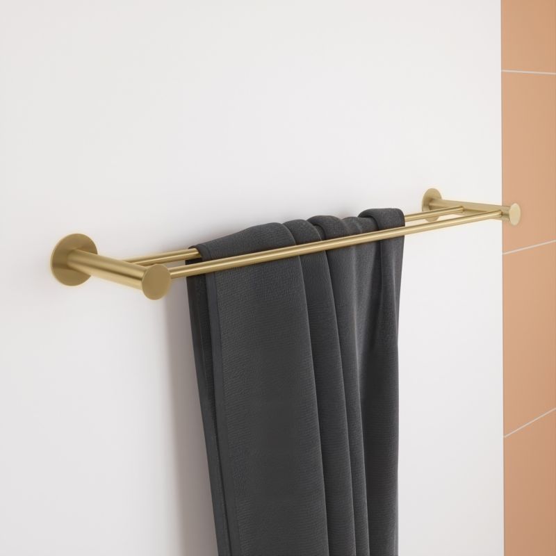 Dobbelt Håndklædeholder 60 cm Børstet Messing Rustfrit Stål