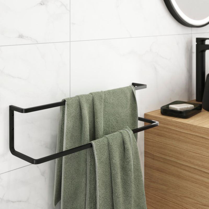 Dobbelt Håndklædeholder 60 cm Sort Mat Stål