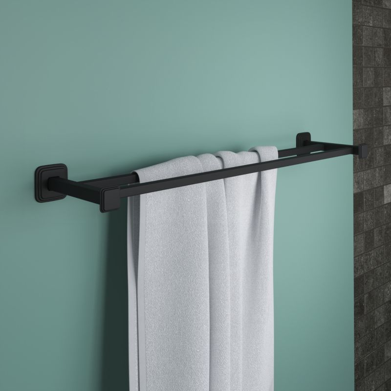 Dobbelt Håndklædeholder Teesta 65 cm Sort Rustfrit Stål