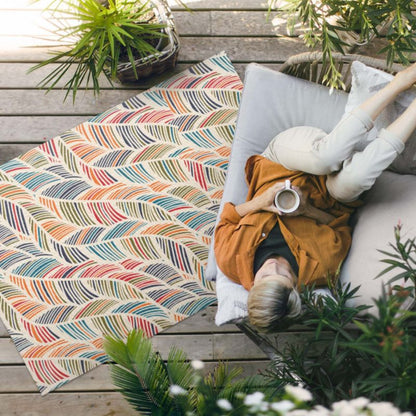 Udendørs Vinylgulvtæppe 120x180 cm Flerfarvet Bohemian Blade 1 stk.