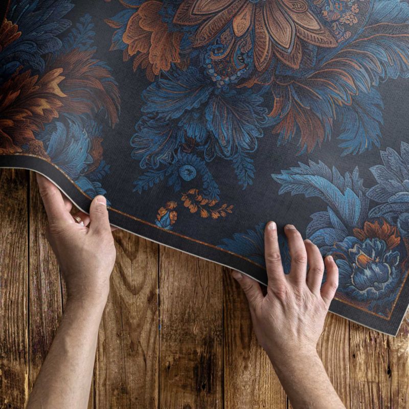 Udendørs Vinyltæppe Vintage Blomstermotiv 60x90 cm Blå | 4069491852013