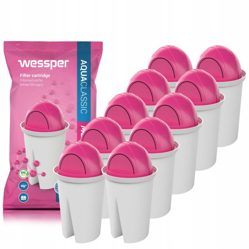 Wessper Classic magnesiumfilter MG+ – erstatningsfilter til Brita og Dafi vandkander, 10 stk.