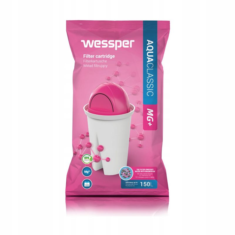 Wessper Classic magnesiumfilter MG+ – erstatningsfilter til Brita og Dafi vandkander, 10 stk.