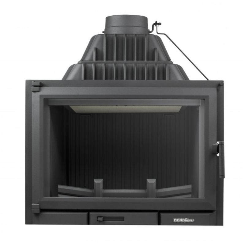 Pejseindsats REMUS 75x83 cm Støbejern Sort 16 kW