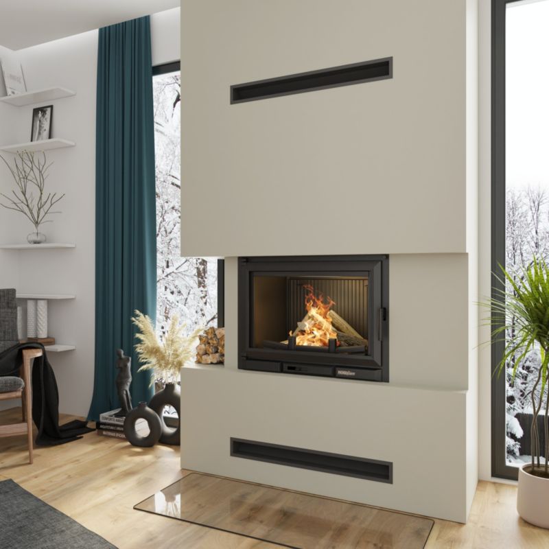 Pejseindsats REMUS 75x83 cm Støbejern Sort 16 kW