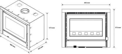 Pejseindsats Idelya 13,5 kW 68x57 cm Sort