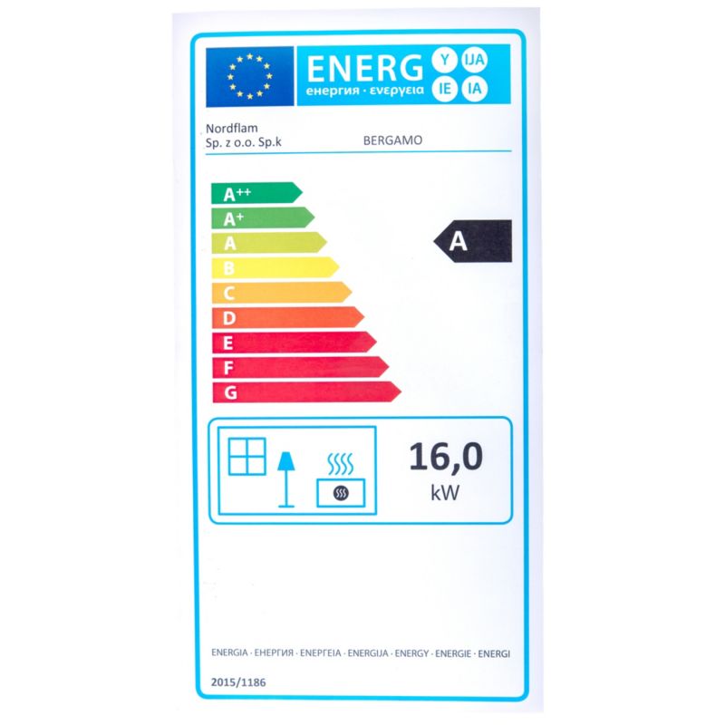 Pejseindsats Bergamo 90 cm 16 kW Støbejern Sort