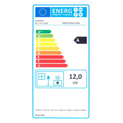 Pejseindsats Torn 12 kW Venstre Glas Sort
