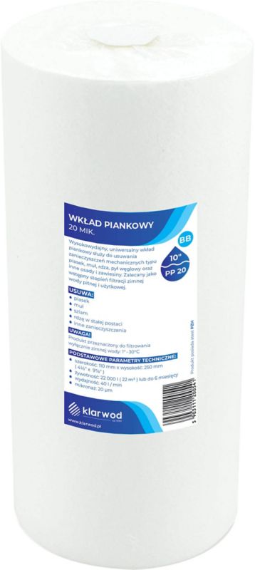 Polypropylenfilter Klarwod til BB10 PS 20 mikron