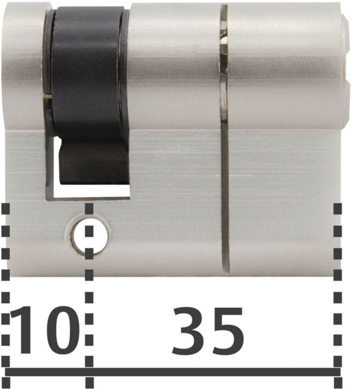 Cylinderlås 10 x 35 mm Satinnikkel