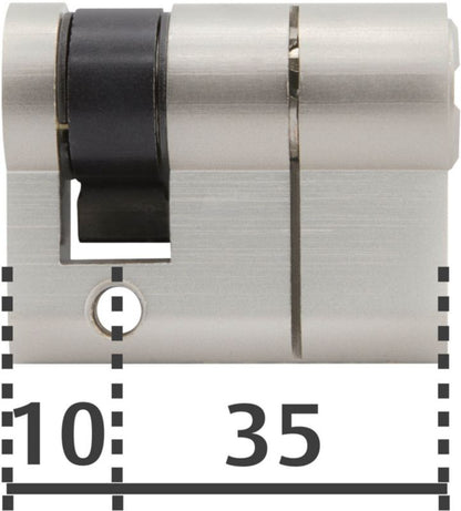 Cylinderlås 10 x 35 mm Satinnikkel