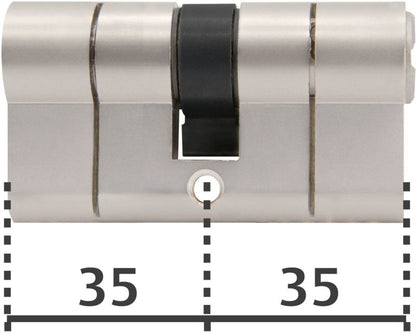 Cylinderlås 35 x 35 mm Satinnikkel 70 mm