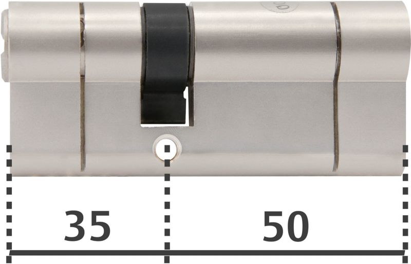 Cylinderlås 35 x 50 mm Satinnikkel 85 mm