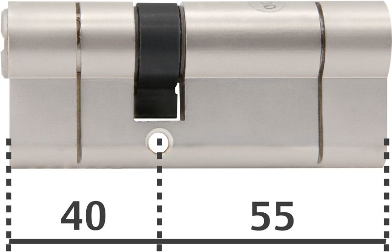 Cylinderlås 40 x 55 mm Satinnikkel 95 mm
