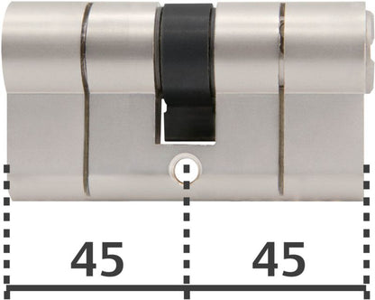 Cylinderlås 90 mm Satinnikkel Certificeret
