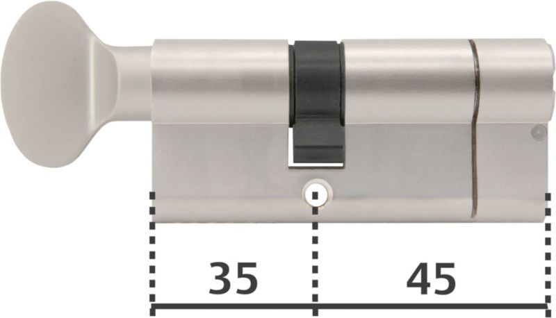 Cylinderlås 80 mm Satinnikkel Certificeret